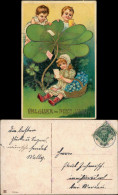 Neujahr Sylvester New Year: Kinder, Großes Kleeblatt 1909 Goldrand - Nieuwjaar