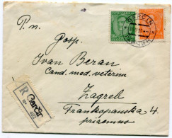 YUGOSLAVIA 1936 Registered Cover From Garcin To Zagreb - Lettres & Documents