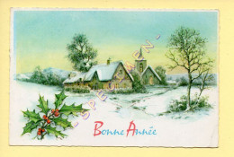 Bonne Année : Paysage / Houx Avec Paillettes (voir Scan Recto/verso) - New Year