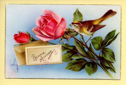 Bonne Année : Roses / Oiseau (voir Scan Recto/verso) - Neujahr