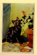 Bonne Année : Chat / Papillon / Fleurs (voir Scan Recto/verso) - New Year