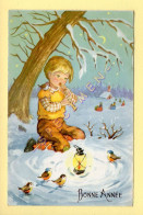 Bonne Année : Enfant / Oiseaux / Flûte (voir Scan Recto/verso) - Nieuwjaar