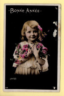 Bonne Année : Enfant (fillette) / Fleurs (voir Scan Recto/verso) - Nieuwjaar