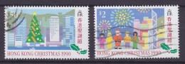 Hong Kong 1990, Mi. 599, 603, 50c. & 2 $ Weihnachten Christmas Jul Noel Navidad Natale Childrens Drawings (o) - Used Stamps