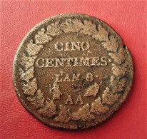 FRANCE CINQ-CENTIMES-DUPRE-l'AN-8-AA-METZ (B12 29) - Andere & Zonder Classificatie