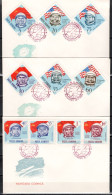 Romania 1964 Space, Gagarin, Glenn, Tereshkova Etc. Set Of 10 On 3 FDC - Europe