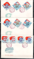 Romania 1964 Space, Gagarin, Glenn, Tereshkova Etc. Set Of 10 Imperf. On 3 FDC - Europe