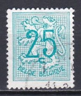 Belgium, 1966, Numeral On Heraldic Lion, 25c/Green Blue, USED - 1951-1975 Heraldic Lion
