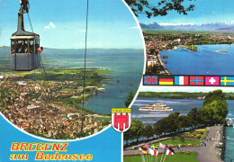 BREGENZ, VORARLBERG , MULTIPLE VIEWS, ARCHITECTURE, EMBLEM, FLAG, PARK, PORT, CABLE CAR, SHIP, AUSTRIA, POSTCARD - Bregenz