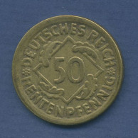 Deutsches Reich 50 Rentenpfennig 1924 D, Kursmünze, J 310 Ss (m3497) - 50 Rentenpfennig & 50 Reichspfennig