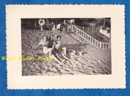 Photo Ancienne Snapshot - CANNES - Portrait Homme Torse Nu & Fille En Maillot De Bain à La Plage - 1954 - Garçon Femme - Pin-ups