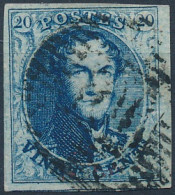 [O SUP] N° 7B, 20c Bleu, Bien Margé Et Bdf - Papier Côtelé Horizontal - Cote: 80€ - 1851-1857 Medaillons (6/8)