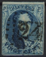 [O TB] N° 7, 20c Bleu, Obl Rare 'P24' à Points Dite 'météore' - Certificat Photo - 1851-1857 Medallones (6/8)