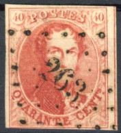 [O SUP] N° 12A, 40c Rose-rouge, Margé - Obl Rare 'LP263' Namêche - Certificat Photo - 1858-1862 Medallions (9/12)