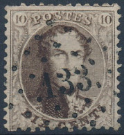 [O TB] N° 14A, Superbe Obl Centrale 'LP133' Fosses - Coba +8 € - 1863-1864 Medallones (13/16)