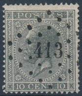 [O SUP] N° 17A, Superbe Obl Centrale 'LP413' Liège Outremeuse - Coba +6 € - 1865-1866 Profile Left