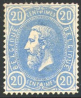 [** TB] N° 31b, 20c Bleu De Prusse Foncé, Centrage Parfait - Pleine Gomme Originale Légèrement Brunie (d'origine). Nuanc - 1869-1883 Leopold II