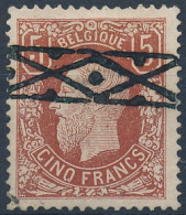 [O SUP] N° 37, 5F Brun-rouge, Centrage Correct - Annulation Roulette Bien Apposée. Superbe - Cote: 925€ - 1869-1883 Leopold II