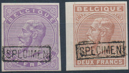 [* SUP] 1883 : 1F Violet Et 2F Brun Non Dentelés Avec Spécimen - Cote: 160€ - 1869-1883 Leopold II