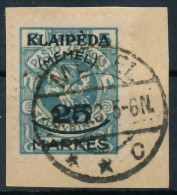 MEMEL 1923 Nr 125 Zentrisch Gestempelt Briefstück Gepr. X4788DA - Klaipeda 1923