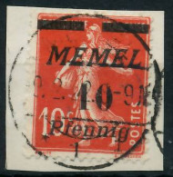 MEMEL 1922 Nr 53 Zentrisch Gestempelt Briefstück Gepr. X478AD2 - Klaipeda 1923