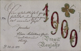 Gaufré CPA Glückwunsch Neujahr 1900, Glücksklee - Neujahr