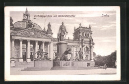 AK Berlin-Tiergarten, Reichstagsgebäude Und Bismarckdenkmal  - Tiergarten