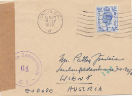 Zensur: 1952: Brief Von London Nach Wien: Alliierte Zensur 64 - Covers & Documents