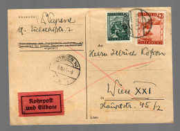 Postkarte Wien 8.11.46 Als Rohrpost Und Eilbote Versandt - Covers & Documents