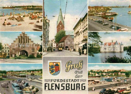 72743113 Flensburg Teilansichten Foerdestadt Strand Kirche Schloss Hafen Flensbu - Flensburg