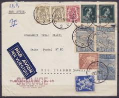 L. "Tuberies Louis Julien" Par Avion Affr. Mixte Càd VERVIERS 2C /9.12.1948 (+ 1 Càd 10.12.1943) Pour RIO GRANDE Brésil  - Lettres & Documents