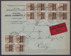 L. "Imprimerie Papeterie Lambotte" En EXPRES Affr. 3 Bolc De 4 OC1 Càpt VERVIERS /24.12.1915 Pour LIEGE - Cachet Censure - OC1/25 Governo Generale