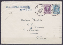 L. Grand Hôtel De Laeken Affr. N°197+207 Càd SPA B/19 IX 1928 Pour FONTAINE-les-GRENOBLE (au Dos: Flam. GRENOBLE & Càd A - 1922-1927 Houyoux