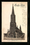 Lithographie Ulm, Darstellung Vom Münster, 161 Meter Hoch  - Altri & Non Classificati