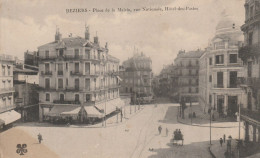 BEZIERS PLACE DE LA MAIRIE RUE NATIONALE HOTEL DES POSTES 1915 TBE - Beziers