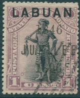 Malaysia Labuan 1896 SG83 1c Black And Purple Native LABUAN At Top 1846 JUBILEE - Straits Settlements