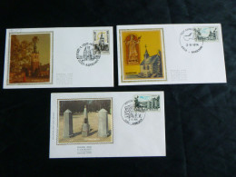 1974 1734 1735 & 1736 FDC's Soie/zijde/silk :  "Toerisme - Aarschot - Gemmenich - Nassogne" - 1971-1980