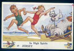 Cpa De Jersey In High Spirits -- Carte à Systeme Avec Ses 12 Petites Images -- Illustrateur Henry Thomas    STEP174 - Other & Unclassified