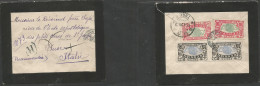 FRC - REUNION. 1920 (2 March) GPO - Italy, Suse (15 Apr) Reverse Multifkd Registered Mourning Envelope, Tied Cds + R-cac - Other & Unclassified