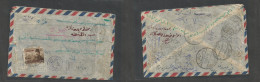 PALESTINE. 1951 (April) Gaza - Damas - Amman, Retour. Registered Air Single Red Ovptd Fkd Envelope Reverse Transited. V  - Palestine