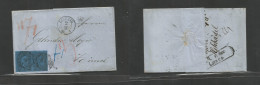 GERMAN STATES-SAXONY. 1860 (2 Apr) Leipzig - Switzerland, Zurich (5 Apr) EL With Text Fkd 2gr Pair Good Margins, Tied Ri - Other & Unclassified