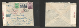 YUGOSLAVIA. 1940 (9 Febr) Maribor - Palestine, Tel Aviv. Air Multifkd Env, Arrival Censor Label + Special Red Cachet "Pl - Other & Unclassified