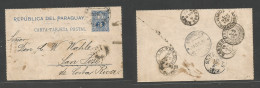 PARAGUAY. 1891 (30 Dic) San Bernardino - Costa Rica, San Jose. Via Asuncion - Buenos Aires - Rio Janeiro - Danish St. Th - Paraguay