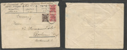 PALESTINE. 1926 (1 July) Tel Aviv - Germany, Berlin. Trilingual Printed Multifkd Env, Triple Ovptd Issue, Tied Cds. Head - Palestine