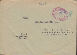 Gebühr-bezahlt-Stempel Pirmasens 26.7.1946 Auf Brief Nach Berlin - Covers & Documents