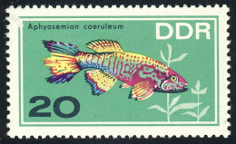 1224 Zierfische Blauer Prachtkärpfling 20 Pf ** - Unused Stamps