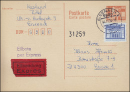 P 87I Bauwerke 25 Pf. Mit 1948 Eil-Postkarte Von EISENACH 4.11.1986 Nach Essen - Altri & Non Classificati