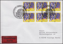 1600 Zirkus Renz, 6er-Block Mit PLF Feld 3, MeF Eil-FDC ESSt Bonn 12.3.1990 - Varietà E Curiosità