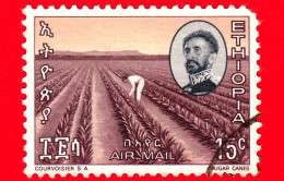 ETIOPIA - Usato - 1965 - Imperatore Haile Selassie - Campi Di Canna Da Zucchero - Sugar Cane - 15 P. Aerea - Etiopia