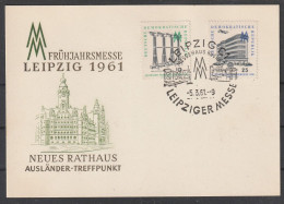 DDR: 1961, Blanko Sonderkarte In BF, Mi. Nr. 813-14, Leipziger Frühjahrsmesse, Neues Ratrhaus.  SoStpl. LEIPZIG C1 - Storia Postale